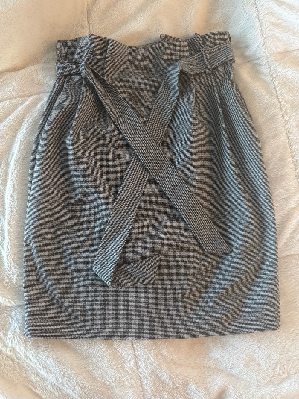 H&M Gray Paperbag Waist Pencil Skirt with Tie